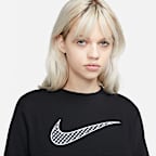 เสื้อวอร์มคอกลมมีโลโก้ลายตารางผู้หญิง Nike Sportswear Club Fleece