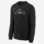 Playera de manga larga Nike de la NBA de corte cuadrado para niños talla grande Los Angeles Lakers Courtside - Negro