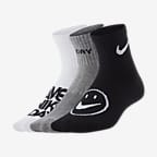 Nike Everyday Big Kids' Lightweight Ankle Socks (3 Pairs) - Multi-Color