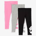 Leggings para niños talla pequeña Nike Club (pack de 3) - Negro