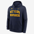 West Virginia Primetime Arched Club Men's Nike College Pullover Hoodie - Navy