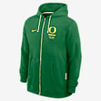 Sudadera con gorro universitaria Nike Dri-FIT de cierre completo para hombre Oregon Sideline Standard Issue - Verde manzana