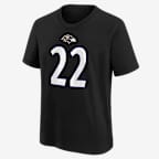 Playera de manga corta para niños talla grande Derrick Henry Baltimore Ravens - Negro
