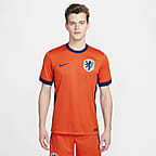 Netherlands (Men's Team) 2024/25 Stadium Home Nike Dri-FIT Soccer Replica Fußballtrikot für Herren - Safety Orange/Blue Void/Copa/Blue Void