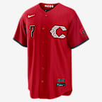 Spencer Steer Cincinnati Reds City Connect Men's Nike MLB Stadium Jersey - Red