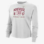 Playera de manga larga universitaria Nike de corte cuadrado para mujer Morehouse - Polvo fotón