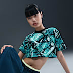 Playera con gráfico oversized cropped para mujer Nike x NorBlack NorWhite