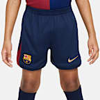 Tredelat fotbollsställ FC Barcelona 2024/25 Stadium (hemmaställ) Nike Replica för barn
