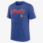 Atlanta Braves Cooperstown Eras Men's Nike MLB T-Shirt - Blue Heather