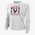 Playera de manga larga universitaria Nike de corte cuadrado para mujer North Carolina Central - Polvo fotón