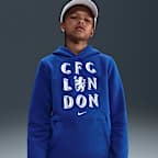 Felpa pullover da calcio Nike con cappuccio Chelsea FC Club – Ragazzo