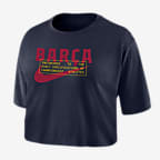 FC Barcelona Women's Nike Dri-FIT Soccer Cropped T-Shirt - Navy