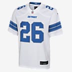 Jersey Nike de la NFL Game para niños talla grande Jahmyr Gibbs Detroit Lions - Blanco