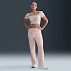 Nike Sportswear Phoenix Cozy Bouclé cropped knit damestop met korte mouwen