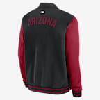 Chamarra bomber Nike de la MLB de cierre completo para hombre Arizona Diamondbacks Authentic Collection Dugout