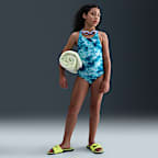 Traje de baño de una pieza con diseño Fastback Nike Swim HydraStrong para niña talla grande