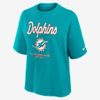 Miami Dolphins Essential Script Boxy Women's Nike NFL T-Shirt - Turbo Green