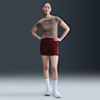 나이키 프로 여성 드라이 핏 반팔 크롭 자카드 탑