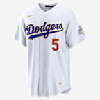Freddie Freeman Los Angeles Dodgers 2025 World Series Champion Gold Series Men's Nike MLB Stadium Jersey - White