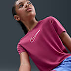 Nike One Fitted Big Kids' (Girls') Dri-FIT Short-Sleeve Top