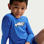 Conjunto de playera de manga larga y short para niño talla pequeña Nike Swim
