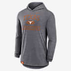 Texas Longhorns Blitz Men's Nike Dri-FIT College Long-Sleeve Hooded T-Shirt - Grey Heather