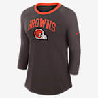 Playera de manga ¾ Nike de la NFL para mujer Cleveland Browns