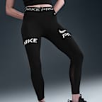 Nike Pro Leggings de 7/8 de talle medio con estampado y paneles de malla - Mujer