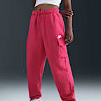 Pants de entrenamiento cargo oversized de tiro medio para mujer Nike Sportswear Club Fleece