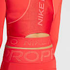 나이키 프로 여성 드라이 핏 크롭 긴팔 탑