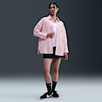 ナイキ スポーツウェア チル ポプリン ウィメンズ ルーズ ロングスリーブ ボタンアップ トップ