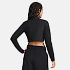 Playera de tejido Fleece cálida de cuello alto y manga larga de corte slim para mujer Nike Sportswear Phoenix Plush