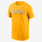 LSU Tigers Baseball Wordmark Men's Nike College T-Shirt - Gold