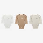 Nike Essentials Baby (0-9M) 3-Pack Long Sleeve Bodysuits