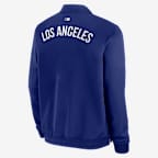 Chamarra bomber Nike de la MLB de cierre completo para hombre Los Angeles Dodgers Authentic Collection Dugout