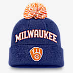 Milwaukee Brewers Peak Men's Nike MLB Cuffed Pom Beanie