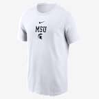 Playera universitaria Nike para hombre Michigan State 2-Hit Stacked - Blanco