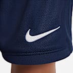 Tredelat fotbollsställ Paris Saint-Germain 2024/25 Stadium (hemmaställ) Nike Replica för barn