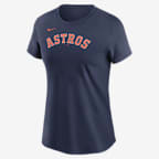 Playera Nike de la MLB para mujer Houston Astros Wordmark - Azul marino