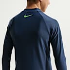 Playera de manga larga con cierre para niños talla grande Nike Swim Hydroguard