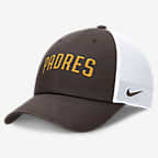 Gorra ajustable Nike de la MLB para hombre San Diego Padres Evergreen Wordmark Club - Marrón