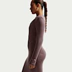 Vestido midi justo de manga comprida minicanelado Nike Sportswear Chill Knit para mulher