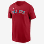 Playera Nike de la MLB para hombre Boston Red Sox Fuse Wordmark - Rojo
