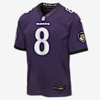 Lamar Jackson Baltimore Ravens Big Kids' Game Jersey - Purple