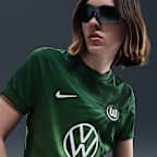 Camisola de futebol de manga curta Replica Nike Dri-FIT do equipamento principal Stadium VfL Wolfsburg 2025/2026 para mulher