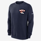 Denver Broncos Draw Block Club Men's Nike NFL Pullover Crew - Navy