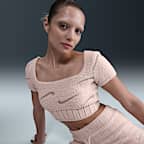 Nike Sportswear Phoenix Cozy Bouclé cropped knit damestop met korte mouwen