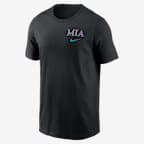 Playera Nike de la MLB para hombre Miami Marlins City Connect 2-Hit - Negro
