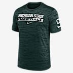 Michigan State Spartans Velocity Baseball Wordmark Stack Men's Nike Dri-FIT College T-Shirt - Green