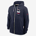 Sudadera con gorro Nike Dri-FIT de la NFL de cierre completo para hombre New England Patriots Sideline Standard Issue - Azul marino